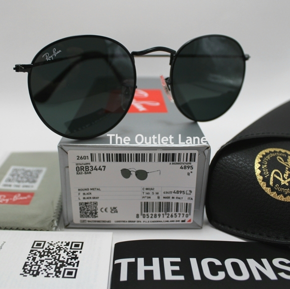 Model Display RayBan Round Metal All Black RB3447 - Picture 2 of 16